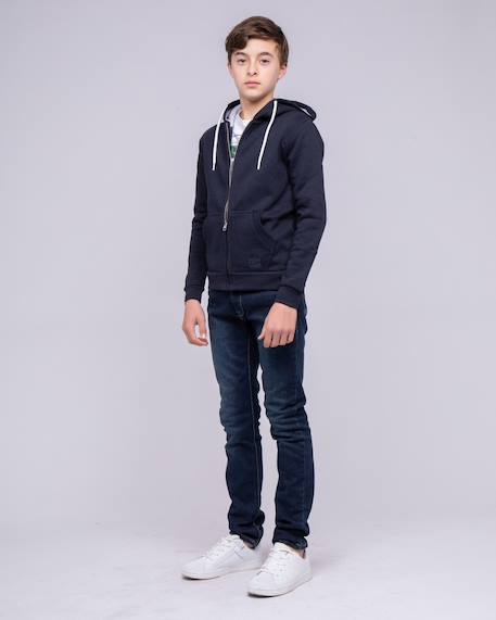Sweat zippé capuche wams garçon Bleu marine+Gris chine+Orange 4 - vertbaudet enfant 