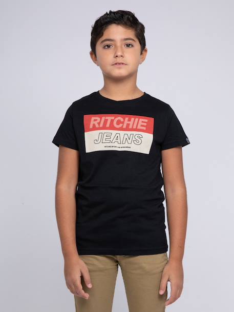 T-shirt col rond pur coton jadamix garçon Gris+Kaki+Noir 9 - vertbaudet enfant 