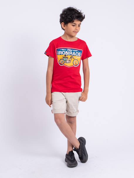 T-shirt manches courtes col rond pur coton nabojan garçon Noir+Rouge 8 - vertbaudet enfant 