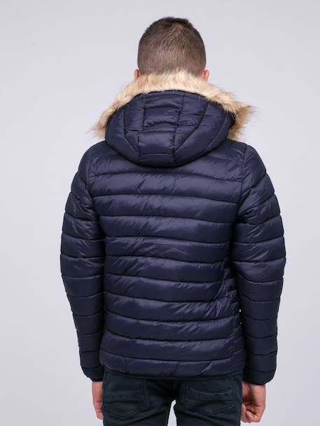 Doudoune capuche ziltou garçon Bleu marine+Kaki 2 - vertbaudet enfant 