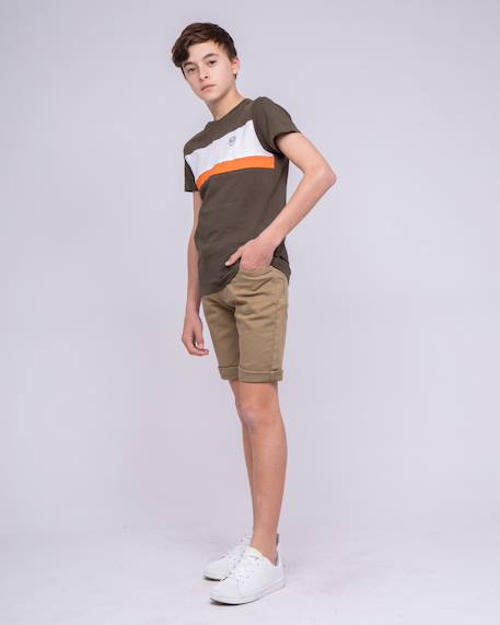 T-shirt col rond pur coton namlet garçon Kaki+Noir 4 - vertbaudet enfant 