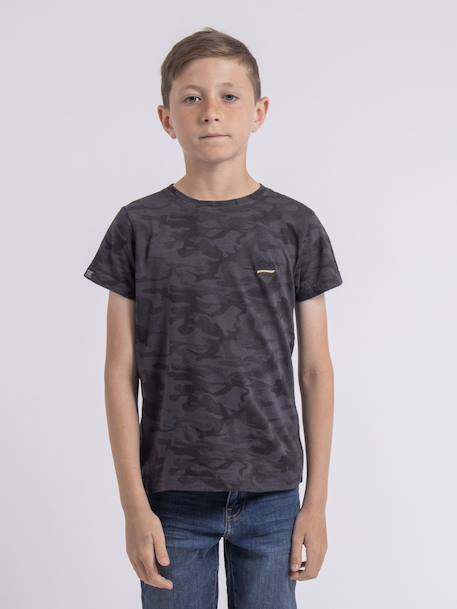 T-shirt col rond nilimour garçon Gris+Kaki 1 - vertbaudet enfant 