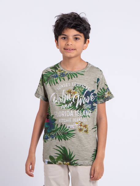 T-shirt manches courtes col rond pur coton nabane garçon Beige+Jaune+Kaki 1 - vertbaudet enfant 