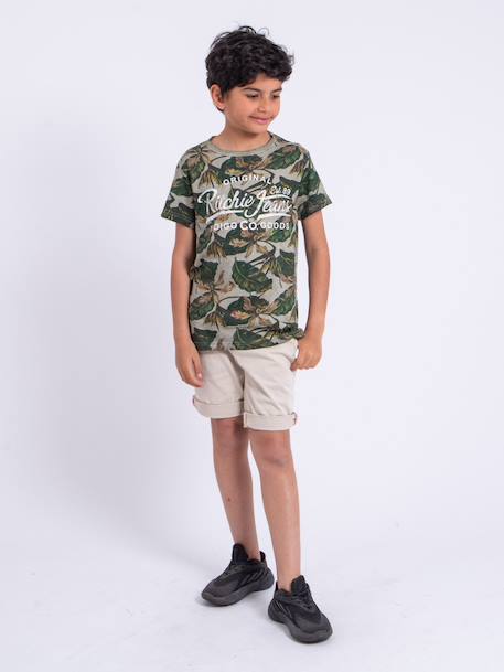 T-shirt manches courtes col rond pur coton niramax garçon Beige+Corail+Kaki 4 - vertbaudet enfant 