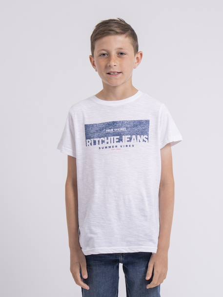 T-shirt col rond pur coton notelox garçon Blanc+Jaune+Rouge 1 - vertbaudet enfant 