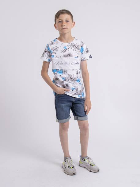 T-shirt col rond niritix garçon Bleu+Corail 4 - vertbaudet enfant 