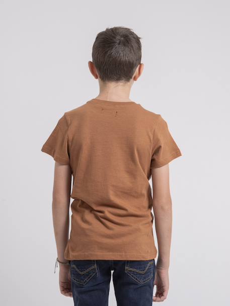 T-shirt col rond pur coton jagny garçon Bleu marine+Cognac+Gris 6 - vertbaudet enfant 