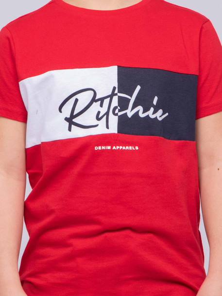 T-shirt col rond pur coton noware garçon Gris chine+Rouge 7 - vertbaudet enfant 