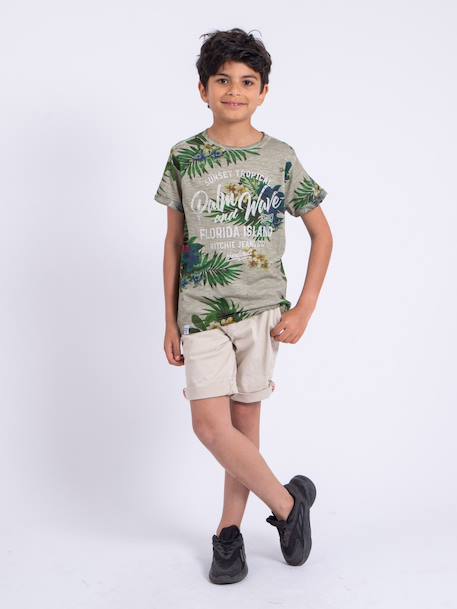 T-shirt manches courtes col rond pur coton nabane garçon Beige+Jaune+Kaki 4 - vertbaudet enfant 