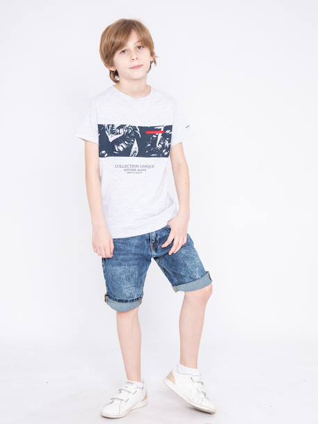 T-shirt col rond motifs nadimo garçon Gris clair 4 - vertbaudet enfant 