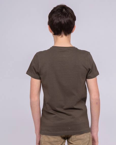 T-shirt col rond pur coton namlet garçon Kaki+Noir 2 - vertbaudet enfant 