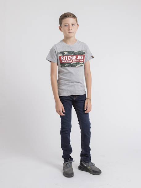 T-shirt col rond pur coton jardin garçon Bleu marine+Gris+Noir 8 - vertbaudet enfant 