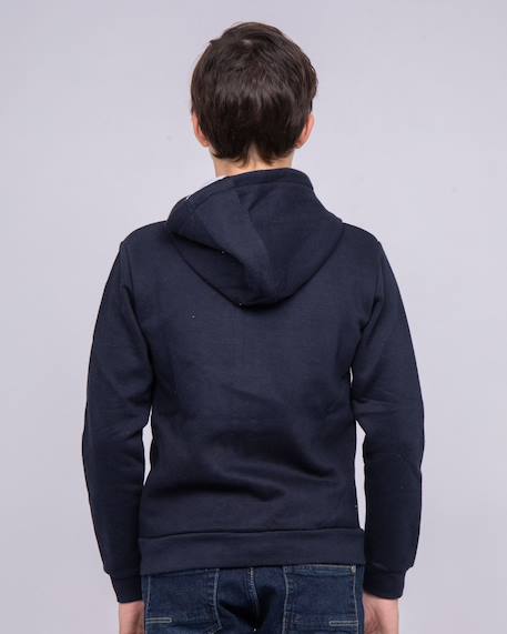 Sweat zippé capuche wams garçon Bleu marine+Gris chine+Orange 2 - vertbaudet enfant 
