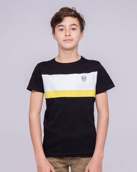 T-shirt col rond pur coton namlet garçon Kaki+Noir 5 - vertbaudet enfant 