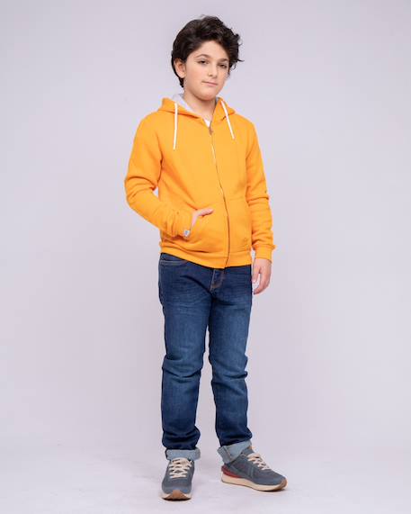 Sweat zippé capuche wams garçon Bleu marine+Gris chine+Orange 12 - vertbaudet enfant 