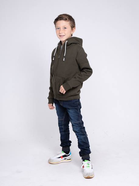 Sweat zippé capuche wamin garçon Beige+Gris clair+Kaki+Vert+Violet 12 - vertbaudet enfant 