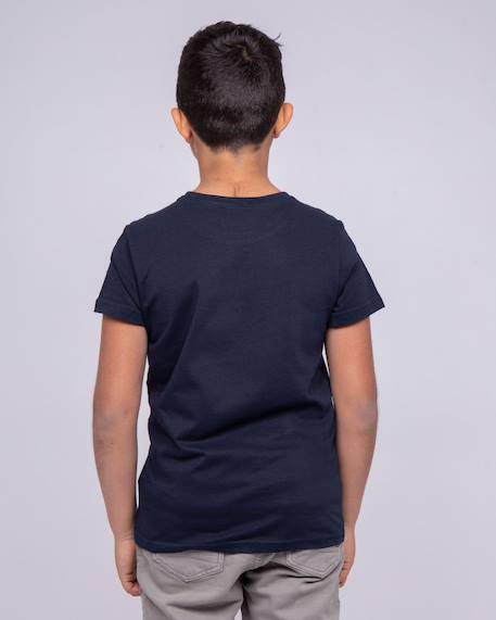 T-shirt col rond pur coton nitali garçon Blanc+Bleu marine+Gris 6 - vertbaudet enfant 