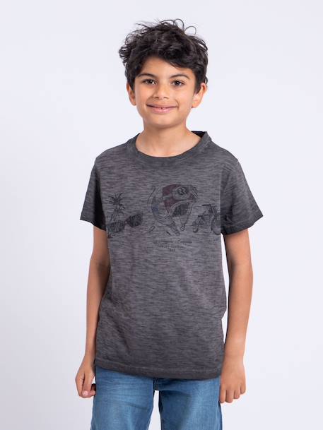 T-shirt manches courtes col rond pur coton noumarty garçon Beige+Gris 5 - vertbaudet enfant 