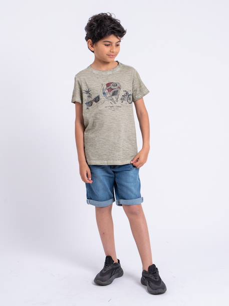 T-shirt manches courtes col rond pur coton noumarty garçon Beige+Gris 4 - vertbaudet enfant 