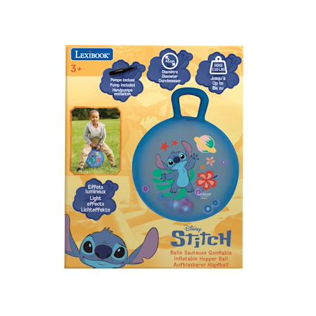 Balle sauteuse gonflable electronique Stitch 45cm, avec billes lumineuses colorées intégrées, pompe manuelle incluse Bleu 3 - vertbaudet enfant 