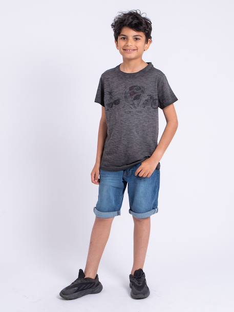 T-shirt manches courtes col rond pur coton noumarty garçon Beige+Gris 8 - vertbaudet enfant 
