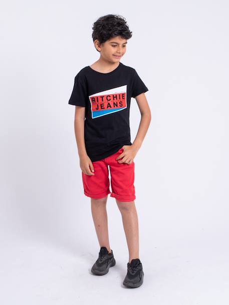 T-shirt manches courtes col rond pur coton noblake garçon Blanc+Gris clair+Noir 12 - vertbaudet enfant 