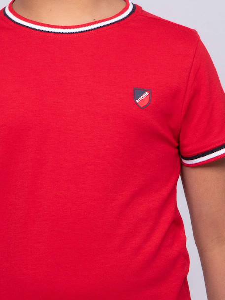 T-shirt col rond pur coton nobiwone garçon Gris chine+Rouge 7 - vertbaudet enfant 