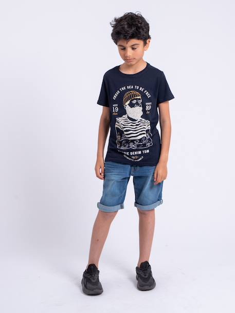 T-shirt manches courtes col rond pur coton nuplaton garçon Bleu marine+Gris clair+Kaki 8 - vertbaudet enfant 