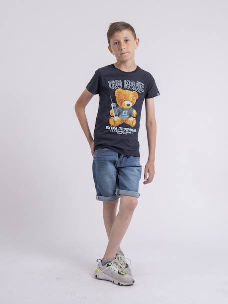 T-shirt col rond pur coton neverso garçon Bleu marine+Kaki+Rouge 4 - vertbaudet enfant 