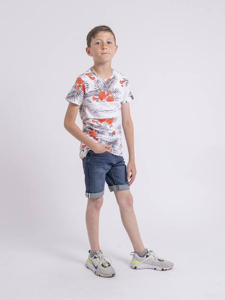 T-shirt col rond niritix garçon Bleu+Corail 8 - vertbaudet enfant 