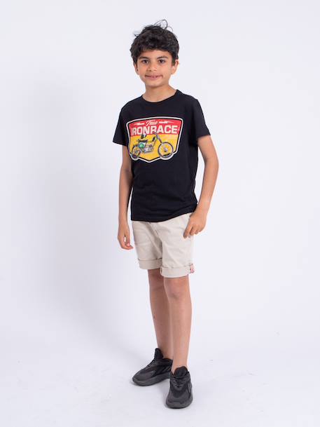 T-shirt manches courtes col rond pur coton nabojan garçon Noir+Rouge 4 - vertbaudet enfant 
