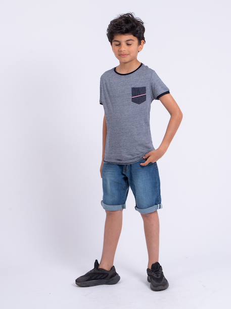 T-shirt manches courtes col rond pur coton nabastil garçon Bleu marine 4 - vertbaudet enfant 