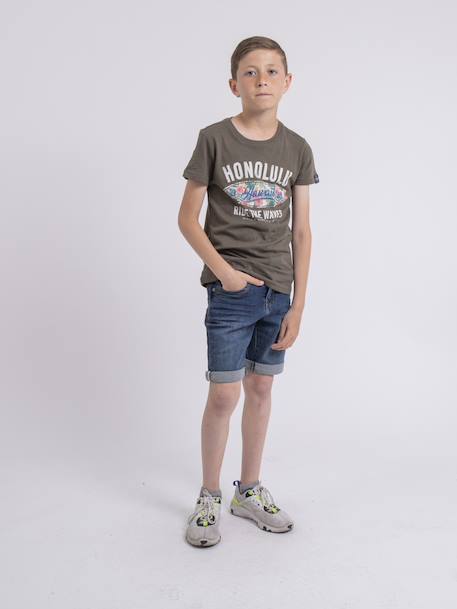 T-shirt col rond niroulio garçon Blanc+Kaki+Rouge 8 - vertbaudet enfant 
