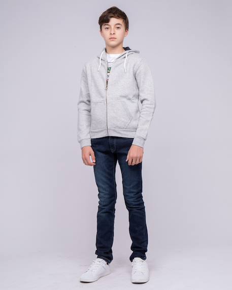 Sweat zippé capuche wams garçon Bleu marine+Gris chine+Orange 8 - vertbaudet enfant 
