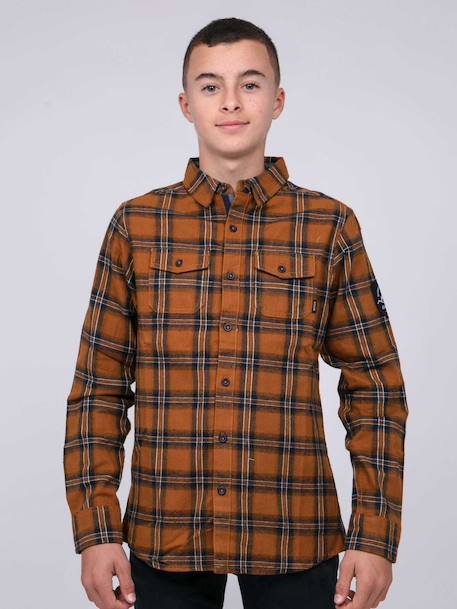 Chemise manches longues carreaux tamaro garçon Bordeaux+Marron 5 - vertbaudet enfant 