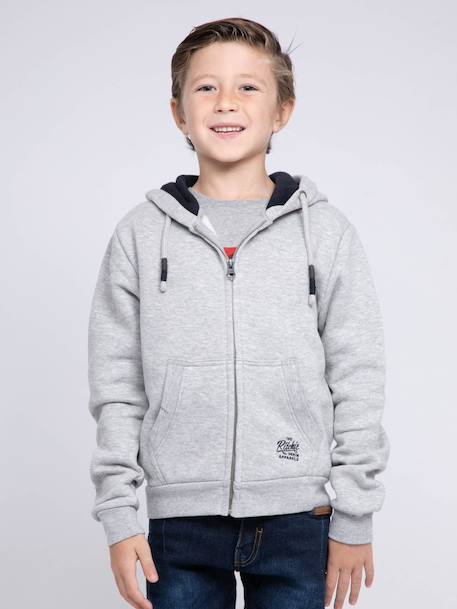 Sweat zippé capuche wamin garçon Beige+Gris clair+Kaki+Vert+Violet 5 - vertbaudet enfant 