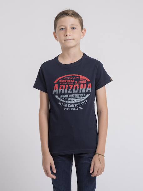 T-shirt col rond pur coton jacraig garçon Bleu marine+Bordeaux+Kaki 1 - vertbaudet enfant 