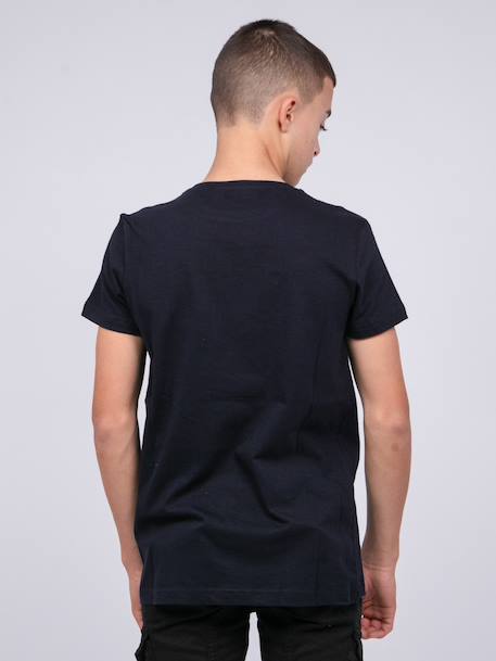 T-shirt col rond pur coton japing garçon Bleu marine+Gris chiné 2 - vertbaudet enfant 