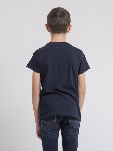 T-shirt col rond pur coton jacraig garçon Bleu marine+Bordeaux+Kaki 2 - vertbaudet enfant 