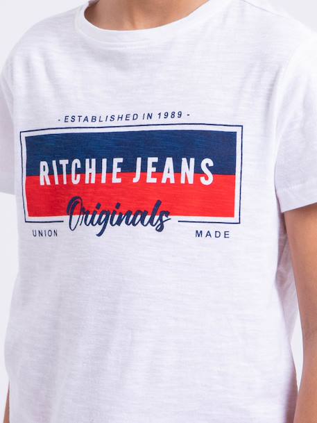 T-shirt manches courtes col rond pur coton nomary garçon Blanc+Jaune+Rouge 3 - vertbaudet enfant 