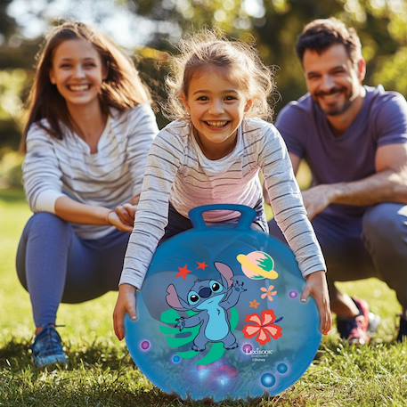 Balle sauteuse gonflable electronique Stitch 45cm, avec billes lumineuses colorées intégrées, pompe manuelle incluse Bleu 5 - vertbaudet enfant 