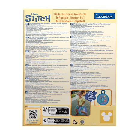 Balle sauteuse gonflable electronique Stitch 45cm, avec billes lumineuses colorées intégrées, pompe manuelle incluse Bleu 4 - vertbaudet enfant 