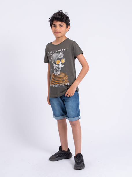 T-shirt manches courtes col rond pur coton noumick garçon Bleu marine+Gris+Kaki 12 - vertbaudet enfant 