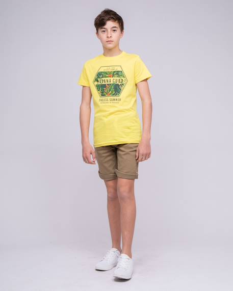 T-shirt col rond pur coton nibou garçon Blanc+Jaune+Vert 8 - vertbaudet enfant 