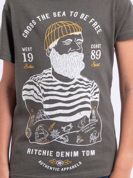 T-shirt manches courtes col rond pur coton nuplaton garçon Bleu marine+Gris clair+Kaki 11 - vertbaudet enfant 