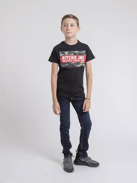 T-shirt col rond pur coton jardin garçon Bleu marine+Gris+Noir 12 - vertbaudet enfant 