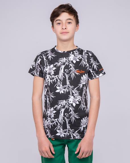T-shirt col rond pur coton motifs naschool garçon Noir 1 - vertbaudet enfant 