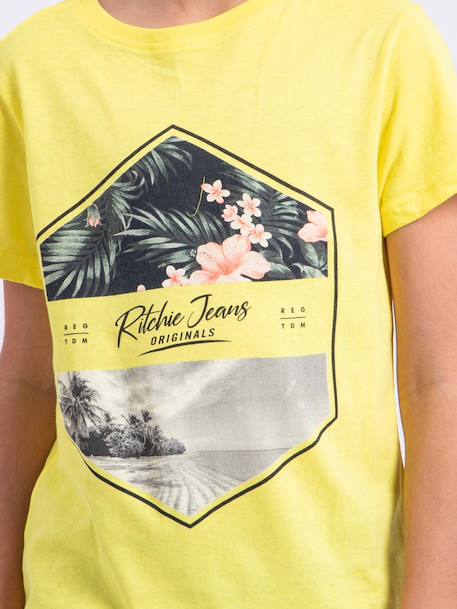 T-shirt manches courtes col rond pur coton numadoc garçon Jaune+Vert 3 - vertbaudet enfant 