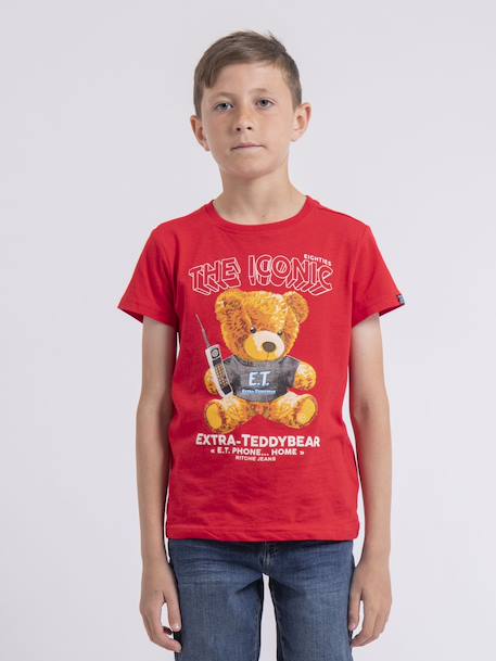 T-shirt col rond pur coton neverso garçon Bleu marine+Kaki+Rouge 9 - vertbaudet enfant 