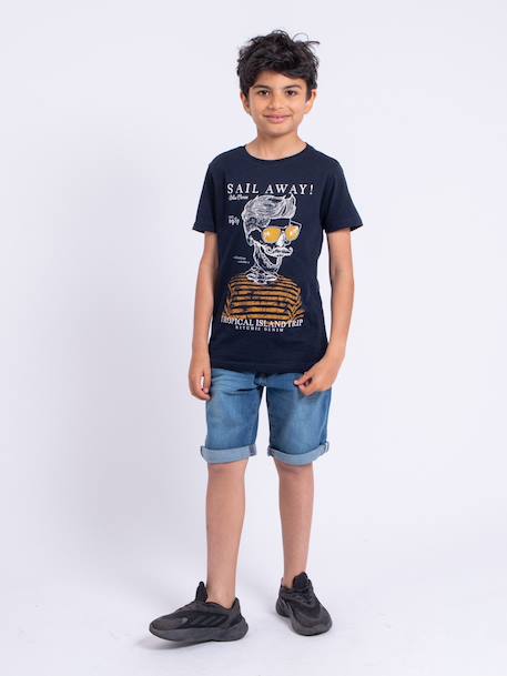 T-shirt manches courtes col rond pur coton noumick garçon Bleu marine+Gris+Kaki 4 - vertbaudet enfant 